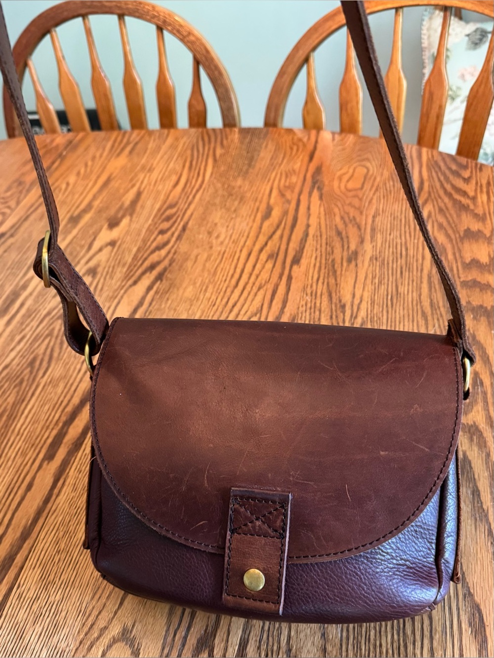 Osgoode Marley Phoebe Flap Saddle Bag Brown Leather Boho Messenger Purse